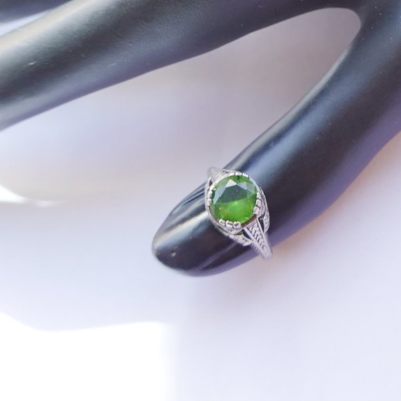 Peridot Sterling Silver Victorian Revival Ring - Picture 3 of 3